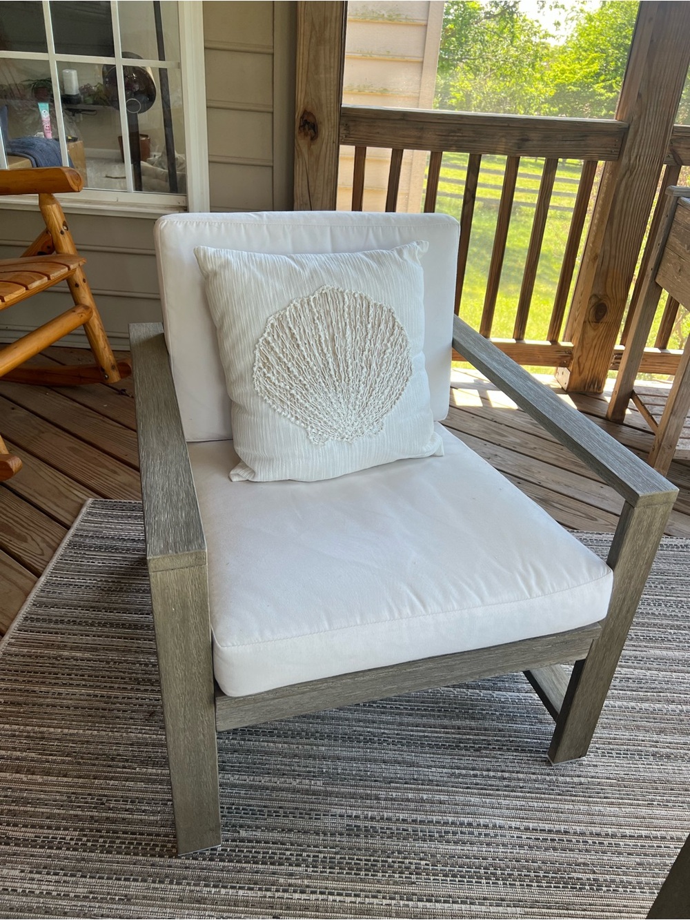 Sonoma Cream Shell Embroidered Accent Pillow 16”